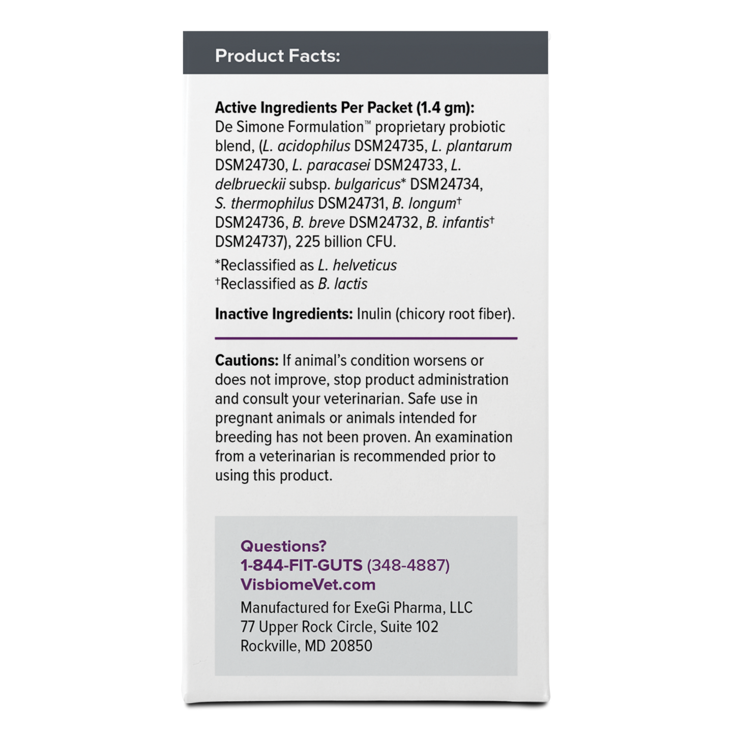 Visbiome Vet Advanced GI Care - 225 Billion CFU Packets - 3 Pack