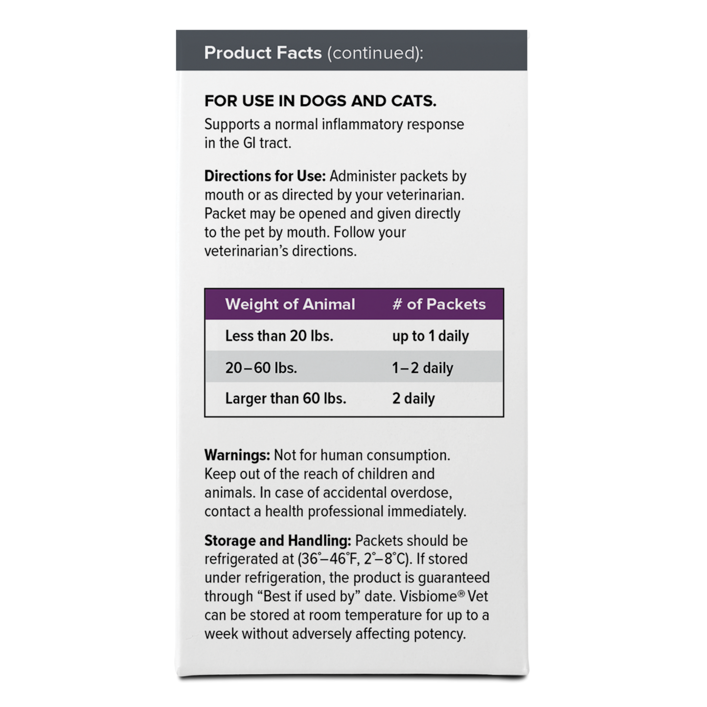 Visbiome Vet Advanced GI Care - 225 Billion CFU Packets - 3 Pack