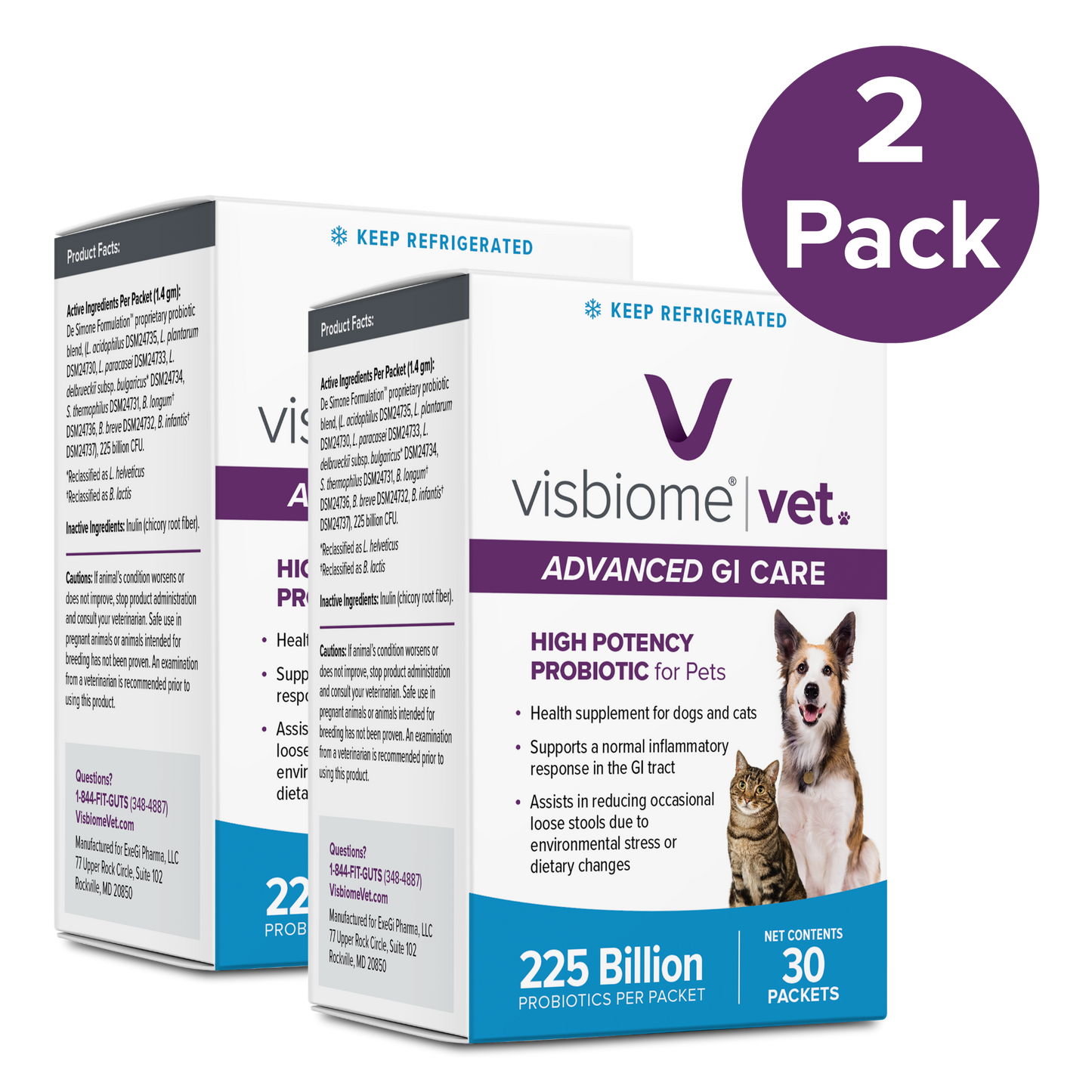 Visbiome Vet Advanced GI Care - 225 Billion CFU Packets - 2 Pack